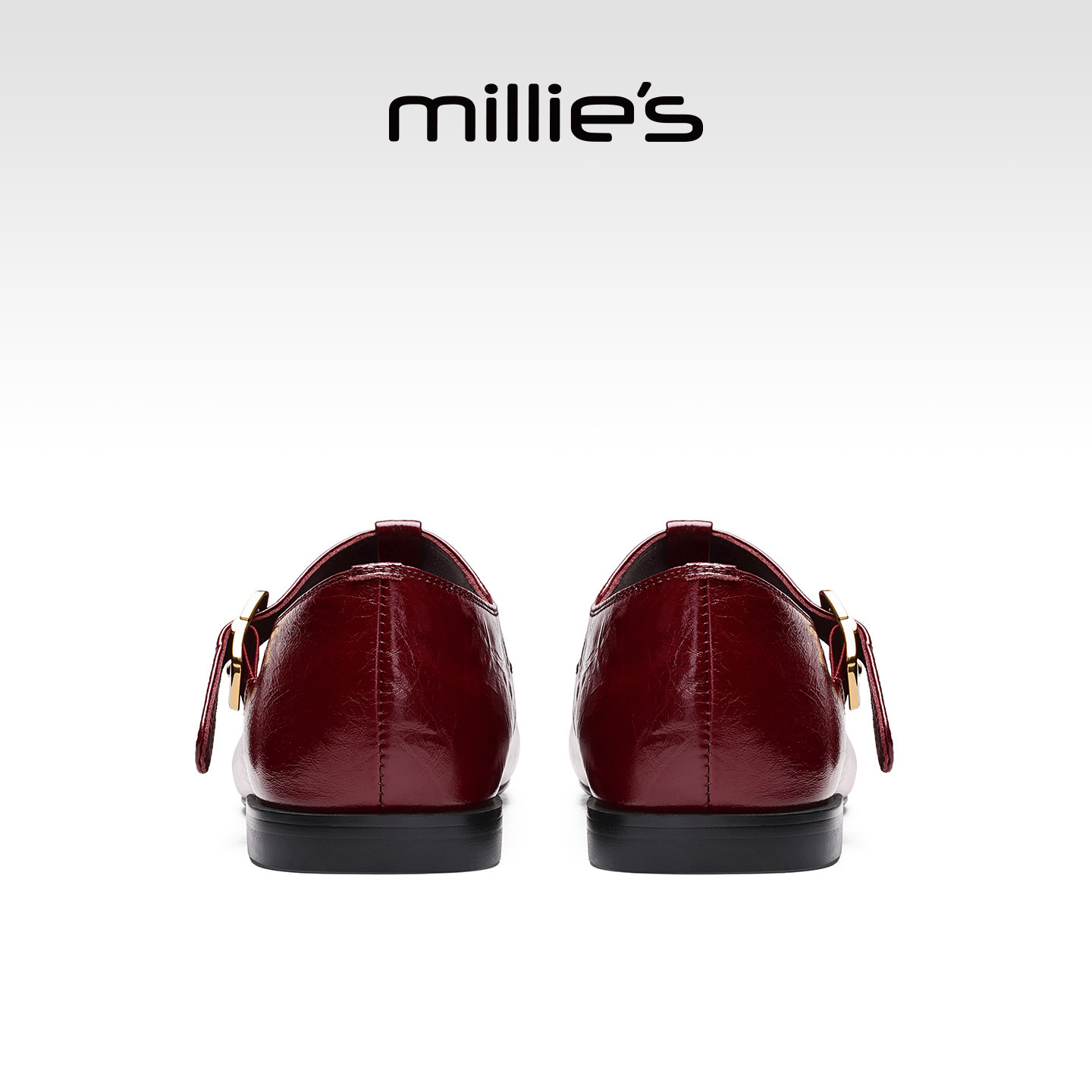 MILLIE'S/妙丽法式复古风红色玛丽珍鞋女丁字扣平底单鞋春季新款,淘宝优惠券,粉丝福利购,淘宝优惠卷