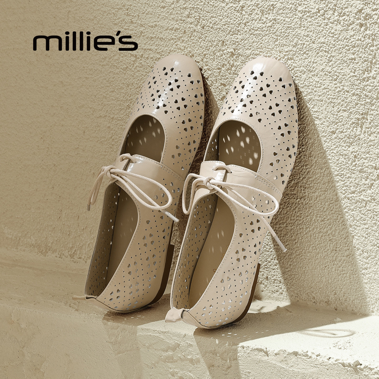 MILLIE'S/妙丽镂空系带真皮玛丽珍鞋女款平底百搭单鞋女春季新款,淘宝优惠券,粉丝福利购,淘宝优惠卷