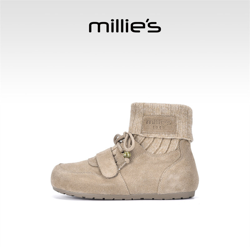 millies妙丽加绒弹力靴袜靴女靴冬季新款套筒雪地靴秋冬保暖短靴,淘宝优惠券,粉丝福利购,淘宝优惠卷