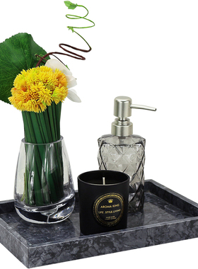 美容院摆件洗手液分装瓶酒店卫生间大理石托盘长方形样板间软饰品