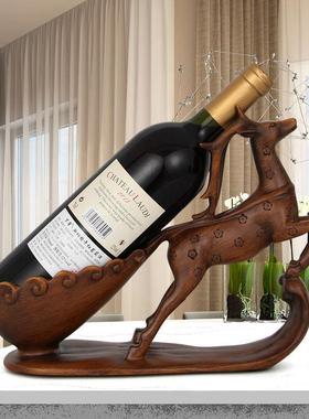 创意红酒架摆件欧式梅花鹿家居工艺品客厅酒柜博古架隔断柜装饰品