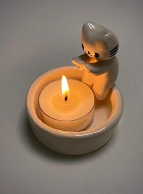 DIY香薰烛台陶瓷小猫烘烤手家居配件装饰饰品可爱的家庭日常饰品