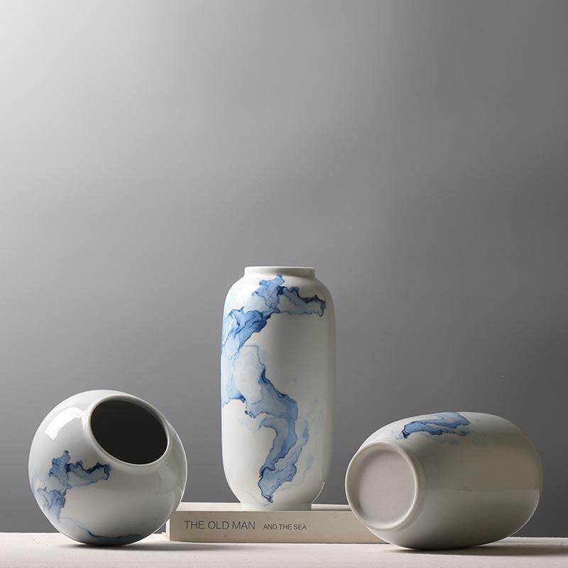 新中式青花流云陶瓷花瓶客厅创意插花装饰品电视柜吧台养鲜花摆件,淘宝优惠券,粉丝福利购,淘宝优惠卷