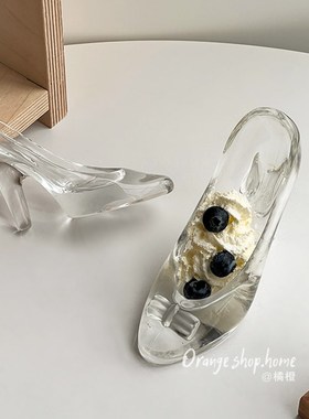 灰姑娘水晶玻璃鞋女创意透明玻璃摆件公主鞋情侣礼品装饰伴手礼