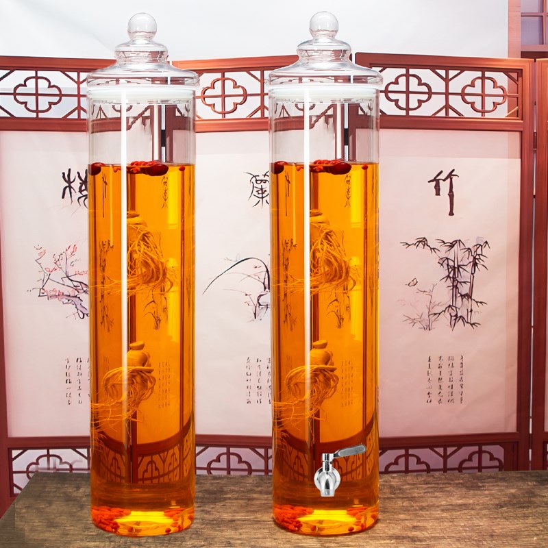 Special wine bottle glass container for soaking wine, high-end sealed ginseng display wine jar, wine tank, thickened high borosilicate soaking wine bottle
