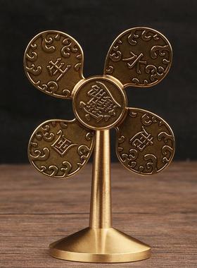 风生水起纯黄铜风车摆件招财进宝财源广进小风扇开运礼物工艺礼品