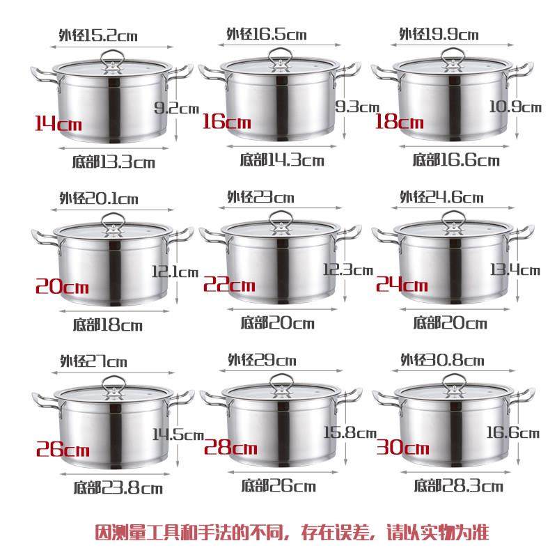 不锈钢汤锅加厚锅具无磁覆底火锅炖锅刷锅防溢电磁炉通用直身锅,淘宝优惠券,粉丝福利购,淘宝优惠卷