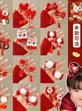 儿童新年红蝴蝶结发夹