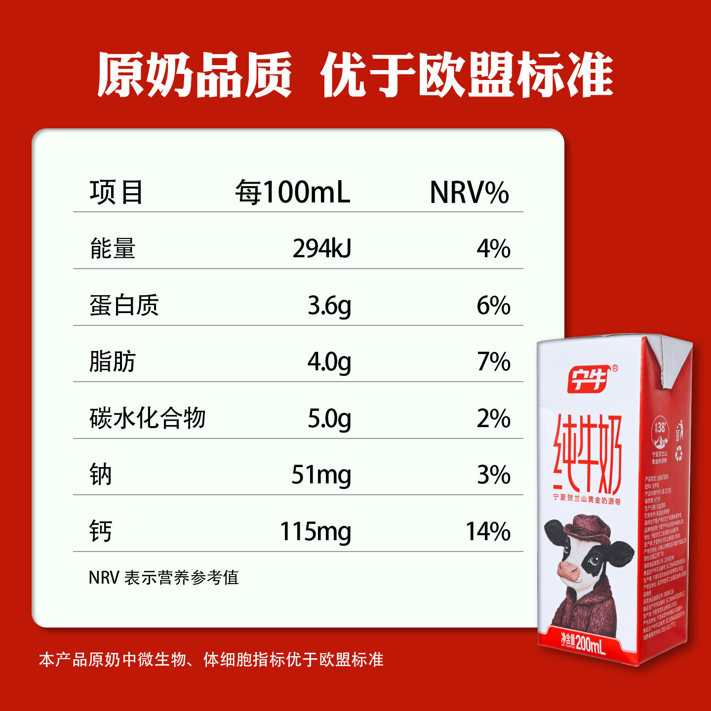 新日期宁夏牧场7.2g/盒蛋白纯牛奶200ml*10盒全脂营养早餐搭配奶