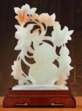 新款五福临门摆件富贵玉石招财葫芦客厅玄关酒柜高档装饰乔迁开∑