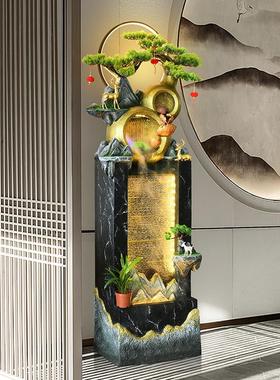 新中式假山流水喷泉室内客厅玄关办公室屏风造景装饰会所生财摆件