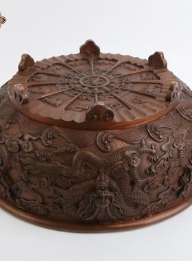 宏达 纯铜九龙祥云吉祥如意聚宝盆 创意十二生肖铜盆摆件