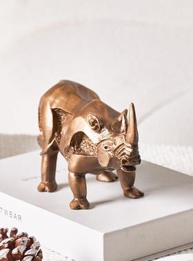 梵茜金属犀牛动物摆件客厅玄关酒柜电视柜样板间售楼处家居软装