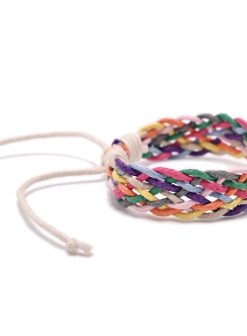ins风七彩绳日韩男女手绳蜡绳彩色手链纯手工编织学生情侣饰品潮