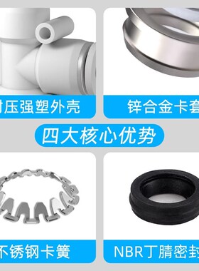 气管快速接头气动三通T型Y型快插变径高压汽管配件大全PE-4/6/8mm