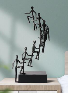 北欧创意抽象步步高升人物雕塑摆件客厅书房酒店样板房家居装饰品