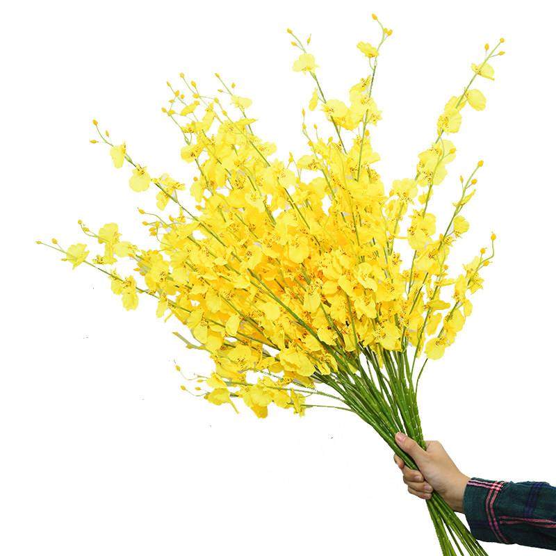 黄色跳舞兰彷真花艺客厅电视柜花束家居装饰花假花插花瓶套装摆设,淘宝优惠券,粉丝福利购,淘宝优惠卷