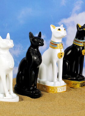 埃及猫神贝斯特白色招财猫摆件家居客厅电视柜酒柜装饰品桌面摆设