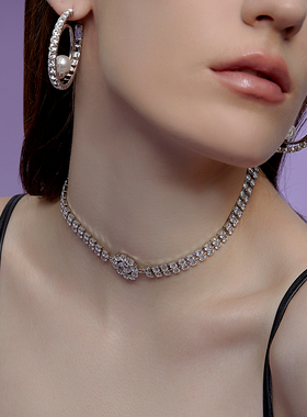 JOOMiLiM茱蜜浪漫双排仿水晶项链陆婷玉同款几何女浪漫优雅高级感