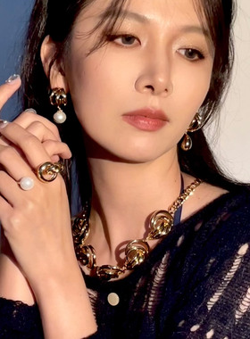 JOOMILIM茱蜜商场同款多梅尼卡项链极简法式夸张复古锁骨链女轻奢