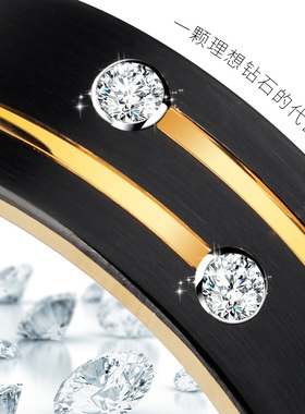 飒雅莫桑石钻戒男潮单身戒食指戒子乌金黑色个性轻奢霸气男士戒指