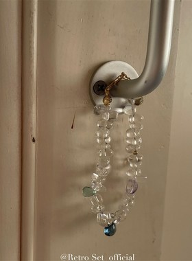 小众设计夏日贝壳度假风清凉感天然白水晶彩色宝石不规则串珠手链