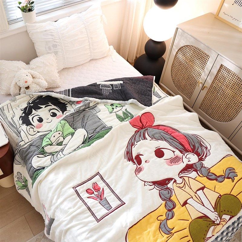 公主风纯棉纱布盖毯新款家用单人毛巾被保暖加厚全棉婴儿午睡被子,淘宝优惠券,粉丝福利购,淘宝优惠卷