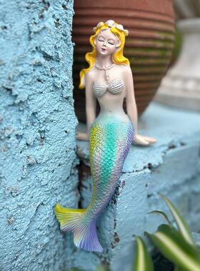 户外美人鱼树脂摆饰花园花盆台面装饰布置鱼池鱼缸庭院微景观造景