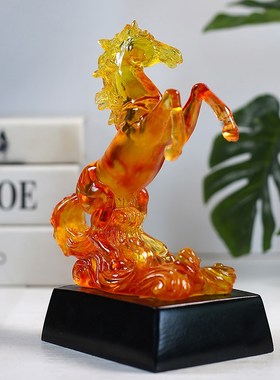 招财琉璃马摆件现代简约客厅酒柜办公室装饰马到成功开业商务礼品