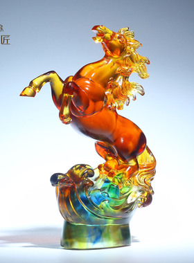 琉璃生肖马摆件招财办公室桌面中式客厅家居装饰乔迁开业工艺礼品