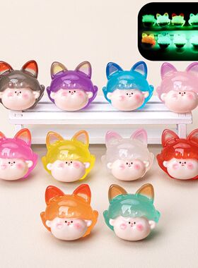 夜光小猫头李四萌粒树脂摆件