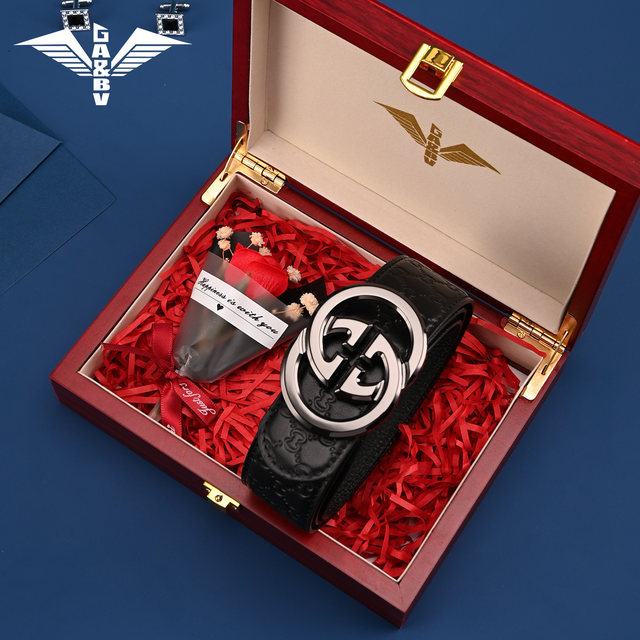 Men's new leather belt with inner buckle and inner wear belt