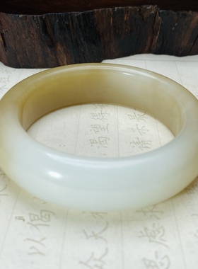 新疆和田玉轮胎镯糖白籽料平安镯