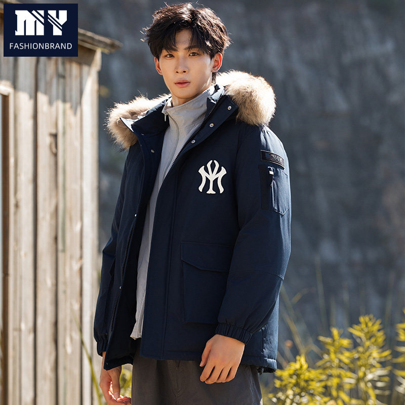 2025新款滑雪服男女同款加厚加绒大毛领防风工装情侣户外派克服FY