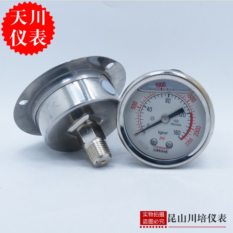 轴向带边耐震全不锈钢压力表YN50ZTBF上海天川仪表STCIF防腐防震 - 图1