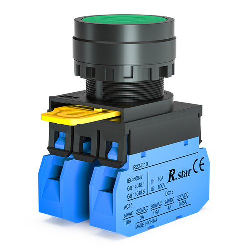 R.STAR平头按钮开关22mm自复位自锁定电源启动控制按钮R22B-M110G - 图3
