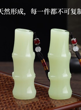 节节高升天然青玉竹节手把件桌面摆件随身文玩创意送男友礼物饰品