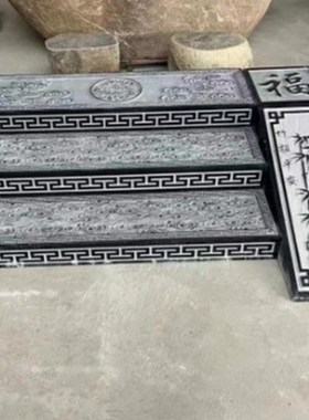青石庭院地砖踏步石户外防滑雕花门槛石台阶石祥云石雕地雕过门石