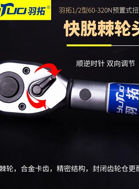 可调式扭力扳手高精度工业级力矩扳手快速汽修轮胎棘轮公斤扳手