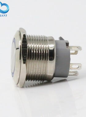 19MM金属按钮开关自锁短款按钮大电流10A常开12V24V220V防水