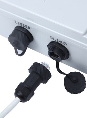 rj45防水连接器 RJ45航空插头网络防水接头 网线面板插座金属螺母