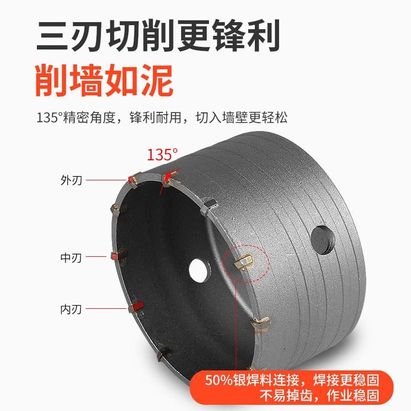 墙壁开孔器混凝土空调管冲击钻电锤钻头墙体打孔砖墙神器穿墙水泥 - 图2