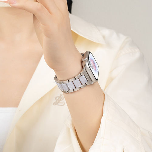 美派适用iwatch11表带苹果S10手表applewatch9新款S9金属间树脂S8夏季女生SE新款腕带S7运动7创意iphone智能3 - 图2