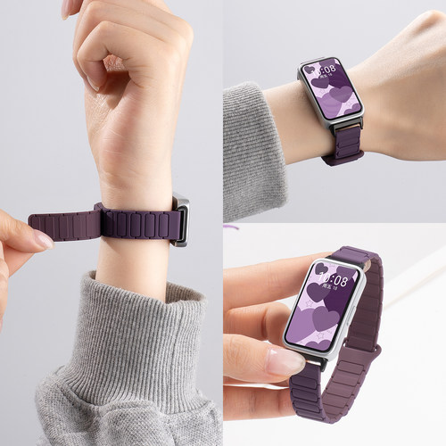 张婧仪同款适用华为手环11表带9手环11pro荣耀10运动硅胶7腕表带新款watch八九十代磁吸表链智能nfc女士配件 - 图0