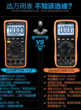 胜利万用表 新款自动量程数字万用表VC97 可测温度 频率 带背光