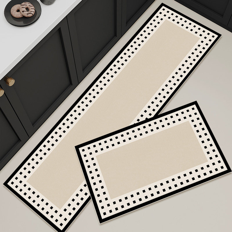 Technological leather kitchen floor mats wipeable and washable v stain-resistant long carpet waterproof, anti-fouling, oil-proof and non-slip floor mats