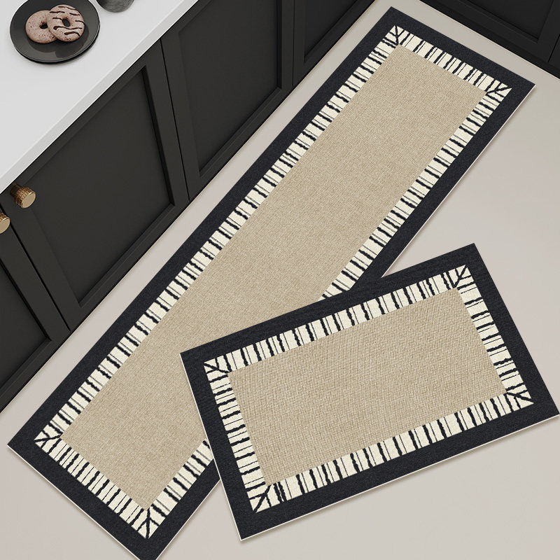 Technological leather kitchen floor mats wipeable and washable v stain-resistant long carpet waterproof, anti-fouling, oil-proof and non-slip floor mats