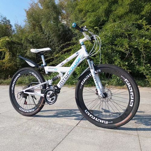 山地自行车前后双减震双碟刹带后座可以带人山地车26寸24变速单车 - 图1