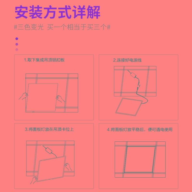 集成吊顶led灯300*450平板灯30*45嵌入式厨房客厅餐厅办公室工程,淘宝优惠券,粉丝福利购,淘宝优惠卷