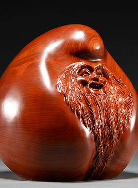 花梨木雕寿桃摆件老寿星红木雕刻工艺品送长辈老人祝寿生日送礼品